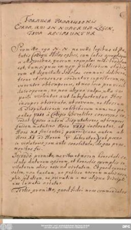 Formula Promissionis Eorum, Qui In Numerum Legentium Recipiuntur.