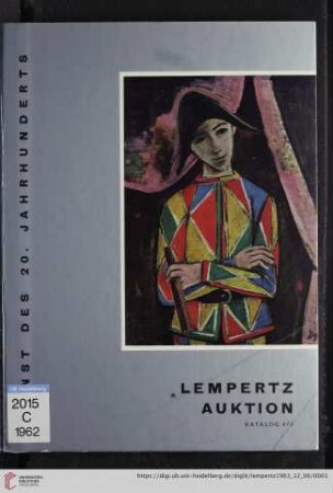 Nr. 476: Math. Lempertz'sche Kunstversteigerung: Kunst des XX. Jahrhunderts : Gemälde, Plastik, Aquarelle, Handzeichnungen, Graphik : Versteigerung 6. und 7. Dezember 1963