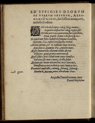 Ad Effigies Deorum Et Dearum Veterum, Abrahami Ortelii, doctissimi antiquarii, industria editas