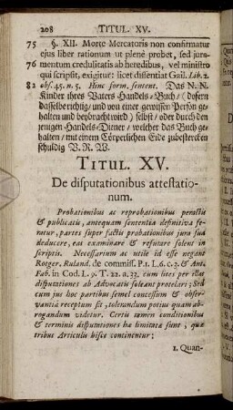 Titul XV. De disputationibus attestationum.