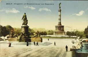 Berlin. Königsplatz mit Bismarckdenkmal und Siegessäule.