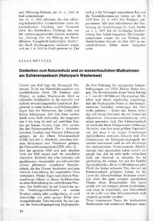 Gedanken zum Naturschutz und zu wasserbaulichen Maßnahmen am Schierenseebach (Naturpark Westensee)