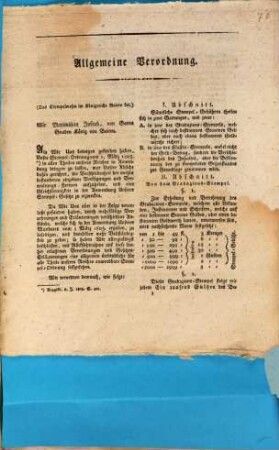 Allgemeine Verordnung : [Das Stempelwesen im Königreiche Baiern betr.]