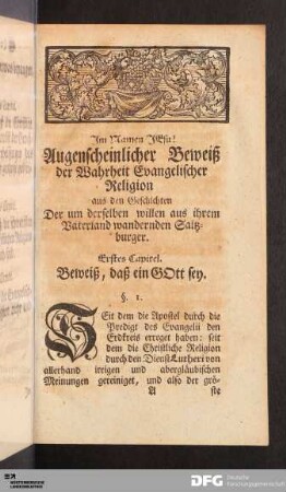 Erstes Capitel. Beweiß, daß ein GOtt sey.
