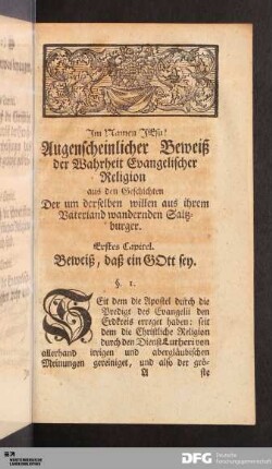 Erstes Capitel. Beweiß, daß ein GOtt sey.