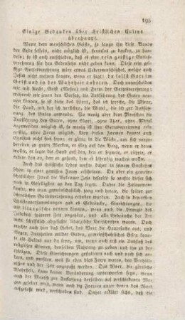 195-197 Einige Gedanken über christlichen Cultus überhaupt