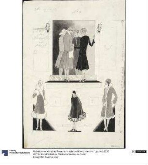 Frauen in Mantel und Kleid