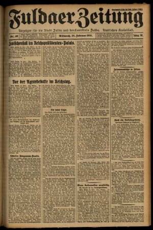 Erste Ausgabe vom Mittwoch, den 25. Februar 1931.