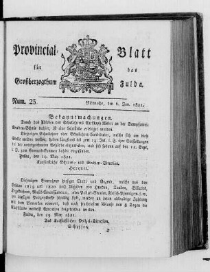 Num. 23, Ausgabe vom 6. Juni 1821