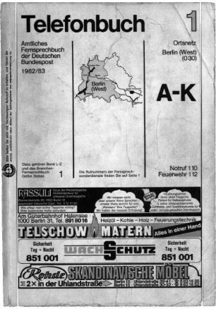 1982/1983: Telefonbuch : das Telefonbuch der Deutschen Telekom AG