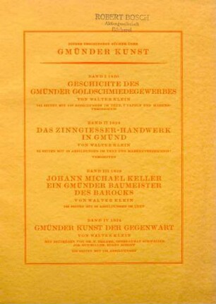 Bisher erschienene Bücher über Gmünder Kunst