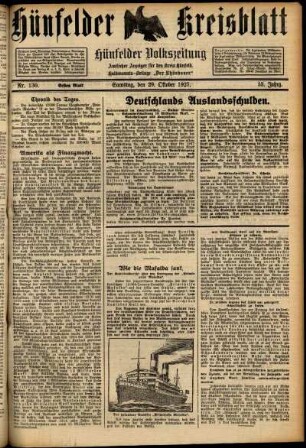 Erste Ausgabe vom Samstag, den 29. Oktober 1927.