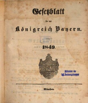 Gesetzblatt für das Königreich Bayern. 1849/50