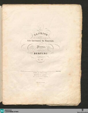 Caprice sur la romance de Grisar Les Laveuses du Couvent : pour le piano; op. 108