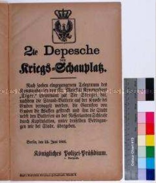 2. Depesche vom Kriegsschauplatz; Berlin, 22. Juni 1866