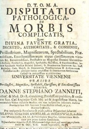 Disputatio Pathologica De Morbis Complicatis