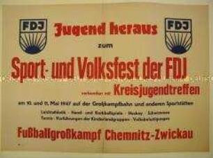 Aufruf der FDJ Chemnitz zu einem Sport- und Volksfest