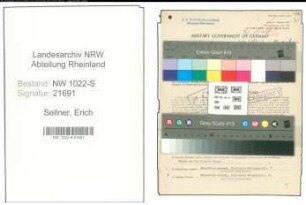 Entnazifizierung Erich Sellner , geb. 21.05.1900 (Chemiker)