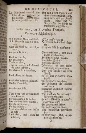 Gallécismes, ou Proverbes François, Par ordre Alphabétique.