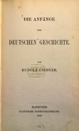 Die Anfänge der deutschen Geschichte