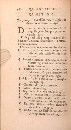 Quaestio C. De praeceptis moralibus veteris legis, in duodecim articulos divisa.