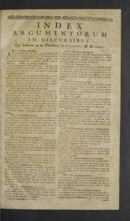 Index Argumentorum in Discursibus.