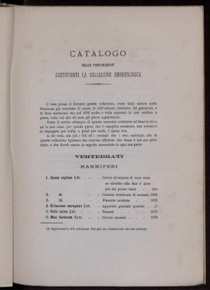 Catalogo Delle Preparazioni Costituenti La Collezione Embriologica