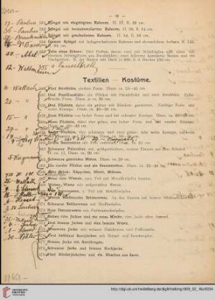 Textilien – Kostüme (Nr. 356-425)