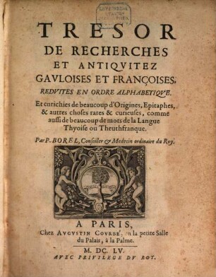 Tresor de Recherches et Antiquites gauloises, et francoises