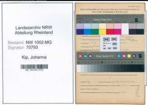 Entnazifizierung Johanna Kip , geb. 05.08.1910 (Krankenschwester)
