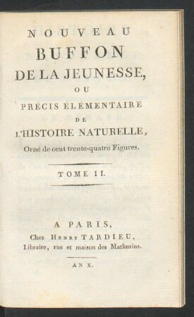 T. 2: Nouveau Buffon de la jeunesse, ou précis élémentaire de l'histoire naturelle