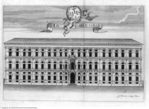 Regiae villae poetice descriptae; et regiae celsitudini Victoris Amedei II. ..., Falttafel vor Seite 71: Palazzo dell'Accademia delle Scienze