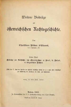 Schriften der Historisch-Statistischen Section der K.K. Mährisch-Schlesischen Gesellschaft zur Beförderung des Ackerbaues, der Natur- und Landeskunde. 27. 1888