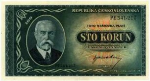 Geldschein, 100 Koruna, 1945