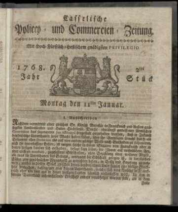 2tes Stueck, Montag den 11ten Januar. 1768