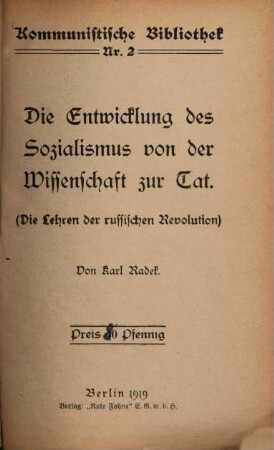 Die Entwicklung des Sozialismus von der Wissenschaft zur Tat