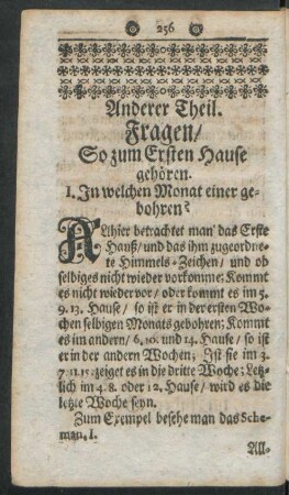 Fragen/ So zum Ersten Hause gehören
