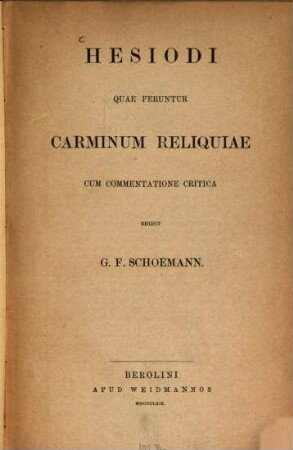 Hesiodi quae feruntur carminum reliquiae