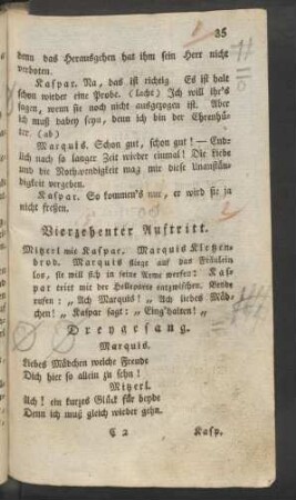 Vierzehenter Auftritt.