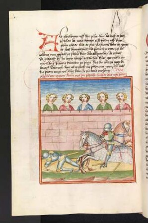 Oleyboum sticht einen Ritter vom Pferd