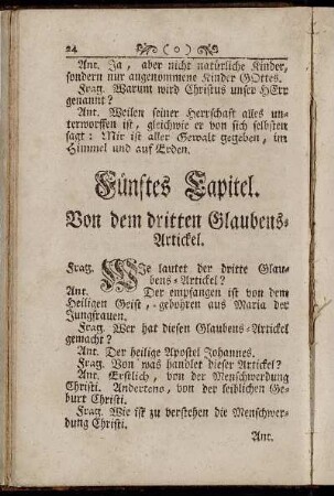 Fünftes Capitel. Von dem dritten Glaubens-Artickel