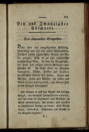 Ein und zwanzigster Abschnitt. Das akademische Sorgenfrei. - Fünf und zwanzigster Abschnitt.