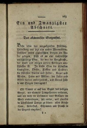 Ein und zwanzigster Abschnitt. Das akademische Sorgenfrei. - Fünf und zwanzigster Abschnitt.