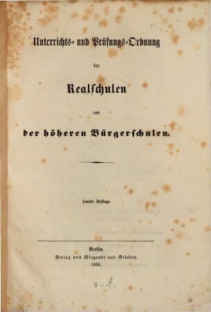 Unterrichts- und Prüfungsordnung der Realschulen und der höheren Bürgerschulen
