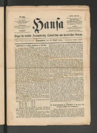 No. 121. Sonnabend, den 30. April 1853.