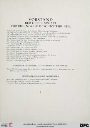 Vorstand der Gesellschaft für rheinische Geschichtskunde
