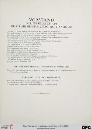 Vorstand der Gesellschaft für rheinische Geschichtskunde