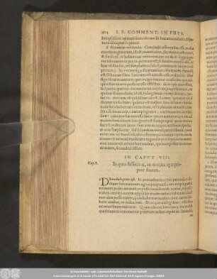 In Caput VIII. In quo disseritur, an natura agat propter finem.