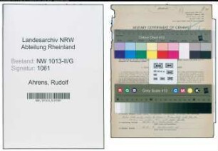 Entnazifizierung Rudolf Ahrens , geb. 12.01.1900 (Kaufmaennischer Angestellter)