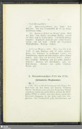 2. Grenadiermützen 1740 bis 1748